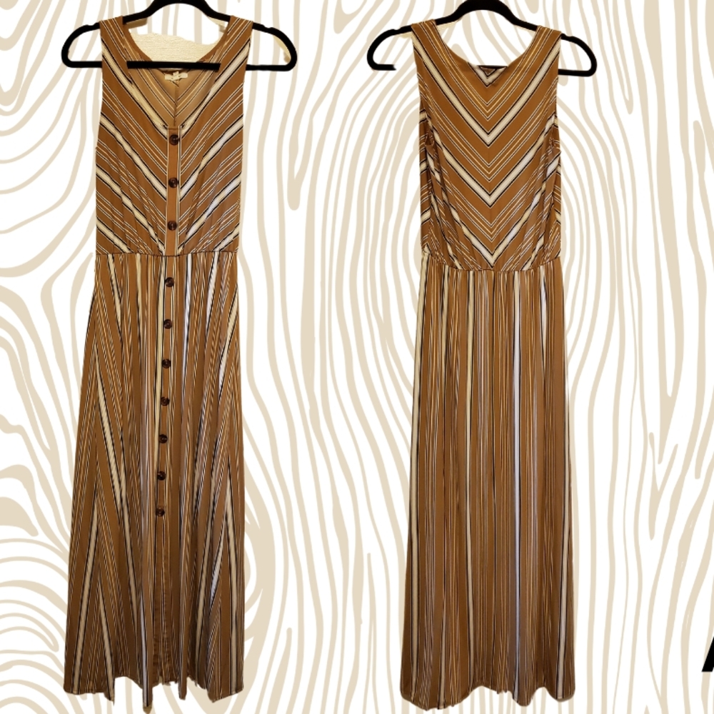 Striped Brown Maxi Dress